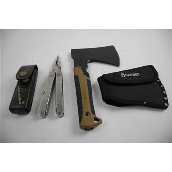Gerber And Leatherman Axe And Multitool, 2 Pieces