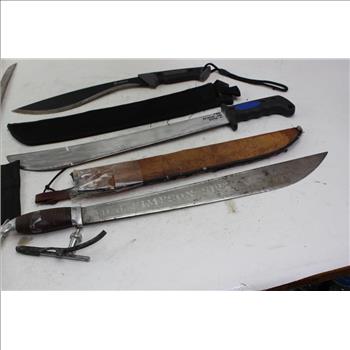Gerber And Other Unknown Machetes And Sword, 4 Pieces