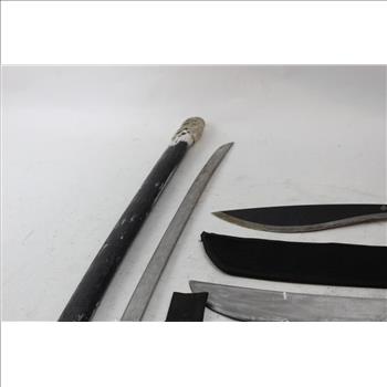 Gerber And Other Unknown Machetes And Sword, 4 Pieces