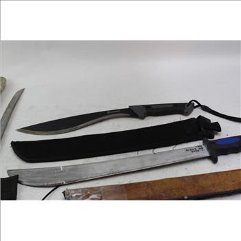 Gerber And Other Unknown Machetes And Sword, 4 Pieces