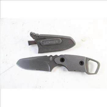 Gerber Epic drop point partially serrated fixed blade knife with sheath