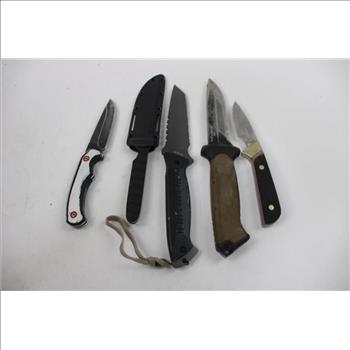Gerber, Mossy Oak, And More Knives, With Staple Gun, And Zomb-War Axe, 9 Pieces