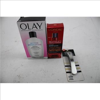 Geske Facial Brush, Roller, OLAY Beauty Fluid, Eye Bag Eraser, Nail Clippers, 5 Pieces