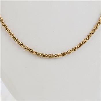 GF Over Sterling Silver Rope Link Necklace