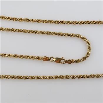 GF Over Sterling Silver Rope Link Necklace
