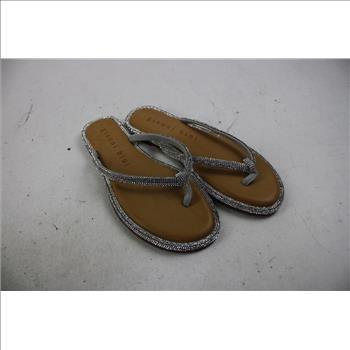 Gianni Bini Silver Rhinestone Flip-Flops, Women's Size 6M