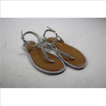 Gianni Bini Silver Rhinestone Flip-Flops, Women's Size 6M