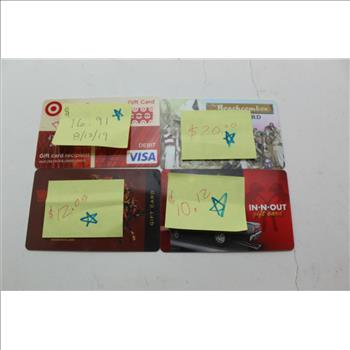Gift Card For Target, In-n-out, Woodranch, & The Beachcomber; Total: $59.12