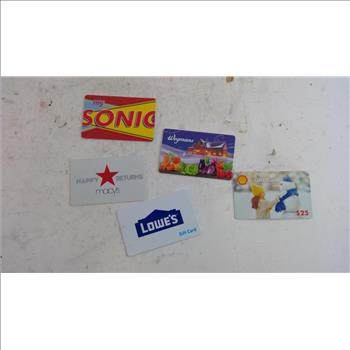 Gift Card Lot, 5 Pieces