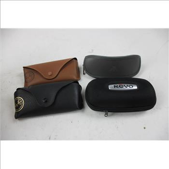 Giorgio Armani Gray Zipper Sunglasses Case, Ray-Ban Black Sunglasses Case, Revo Hard Zipper Case And More, 4 Pieces