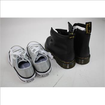 Girls' Shoe Lot - Skechers, Doc Martens, Converse, Junior Size 13, Size 1, 4 Pieces