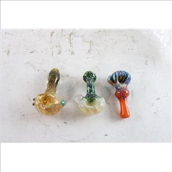 Glass Smoking Pipes, 3 Pieces