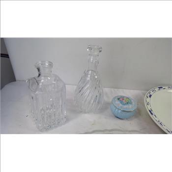 Glass Vases, Floral Glass Tray, Plate, Vintage Avon 1976 Stein, And More, 6 Pieces