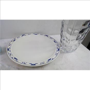 Glass Vases, Floral Glass Tray, Plate, Vintage Avon 1976 Stein, And More, 6 Pieces