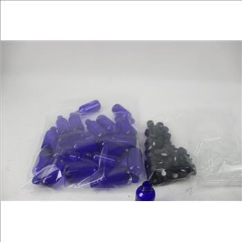 Glass Vials, Blue, Transparent, With Caps, Bulk Lot