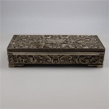 Godinger Silver Co. Flower Embossed Mirrored Lid Jewelry Box