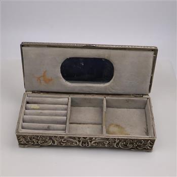 Godinger Silver Co. Flower Embossed Mirrored Lid Jewelry Box