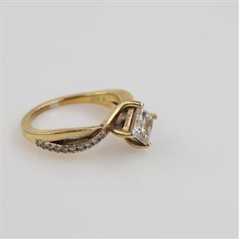 Gold Over Sterling Silver Moissanite Ring