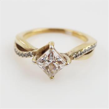 Gold Over Sterling Silver Moissanite Ring