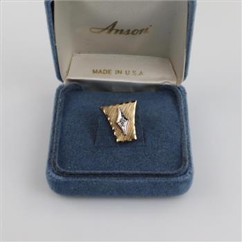 Gold Plate Diamond Tie Tack