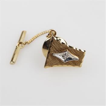 Gold Plate Diamond Tie Tack