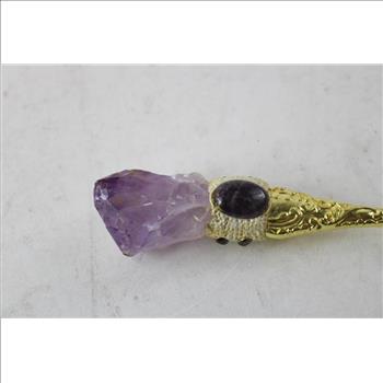 Gold Tone Magnifying Glass With Crystal End