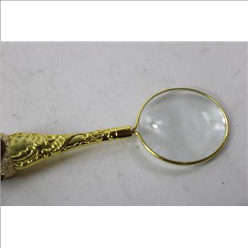 Gold Tone Magnifying Glass With Crystal End