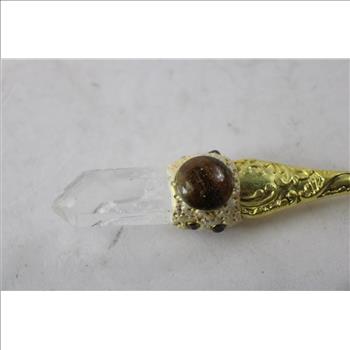 Gold Tone Magnifying Glass With Crystal End