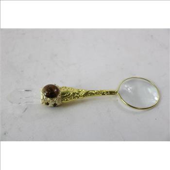 Gold Tone Magnifying Glass With Crystal End