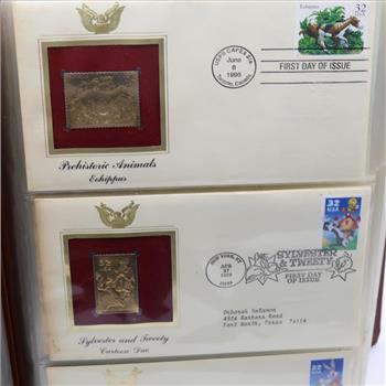 Golden Replicas Of US Stamps Booklet And Foil Stamps, 4+ Pieces