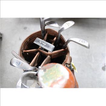 Golf Bag With True Temper, Tru-Flite, And More Mixed Golf Clubs, 11 Pieces