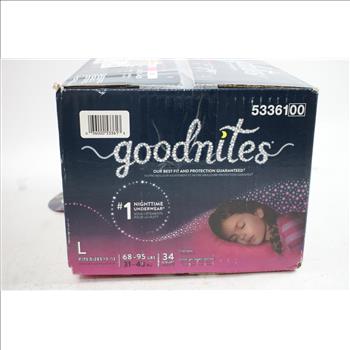 Goodnites Nightime Underwear, Size Large, 34 Count