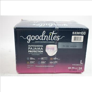 Goodnites Nightime Underwear, Size Large, 34 Count