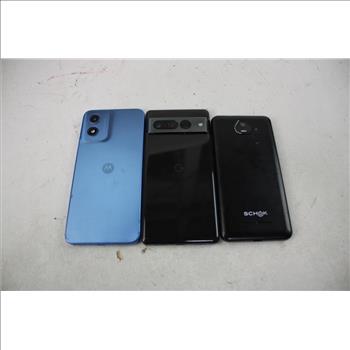 Google Pixel, Schok, Motorola Cell Phone Lot, 3 Pieces, Sold For Parts