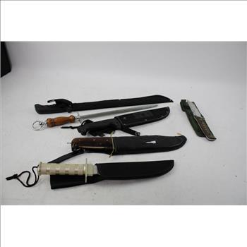 Grand Way 440C Steel Knife, SOG Jungle Machete & More 6 Pieces