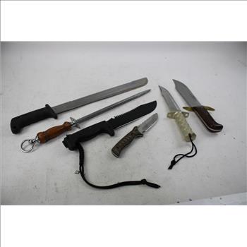 Grand Way 440C Steel Knife, SOG Jungle Machete & More 6 Pieces
