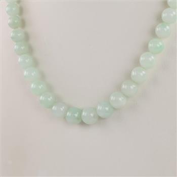 Green Glass Beads Silver Clasp Necklace