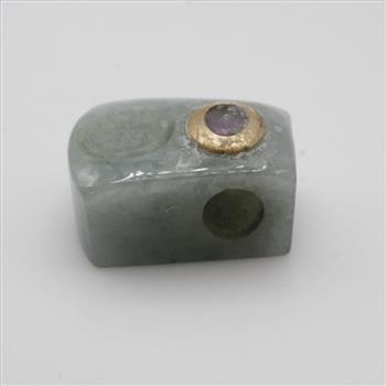 Green Jade 14kt Gold Amethyst Accent Pendant