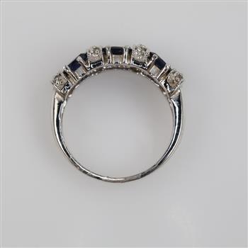 Grey Metal Blue & Clear Stone Fashion Ring