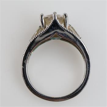 Grey Metal Clear Stone Fashion Ring