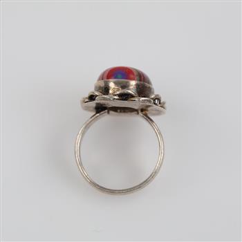 Grey Metal Multi-color Stone Fashion Ring