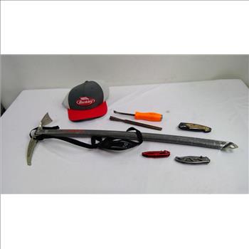 Grivel Air Tech Racing Ice Axe, Snap-On Pry Bar, Folding Knives, 6 Pieces
