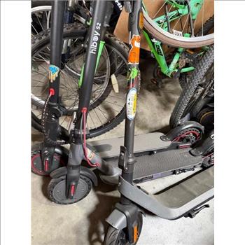 Group Of Used Electric Scooters, 6 Pieces And 2 Bikes