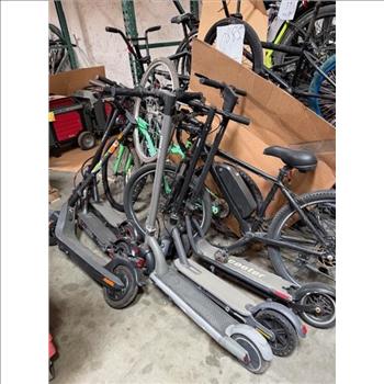 Group Of Used Electric Scooters, 6 Pieces And 2 Bikes