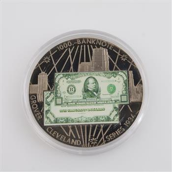 Grover Cleveland $1000 Banknote Token With COA