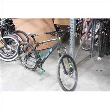 GT Black With Blue And Green Lines Mountain Bike