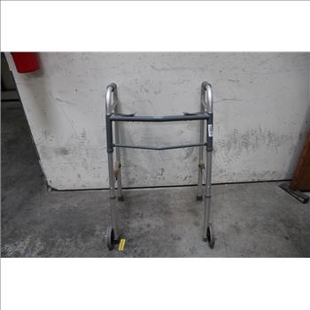 Guardian 2-Button Aluminum Folding Walker W Wheels