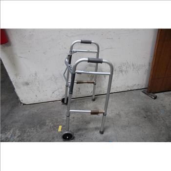 Guardian 2-Button Aluminum Folding Walker W Wheels