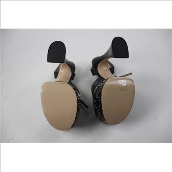 Gucci Interlocking G Leather Platform Sandals, Size 7.5, Black