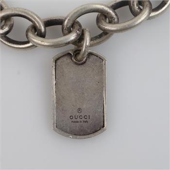 Gucci Silver Dog Tag Charm Bracelet